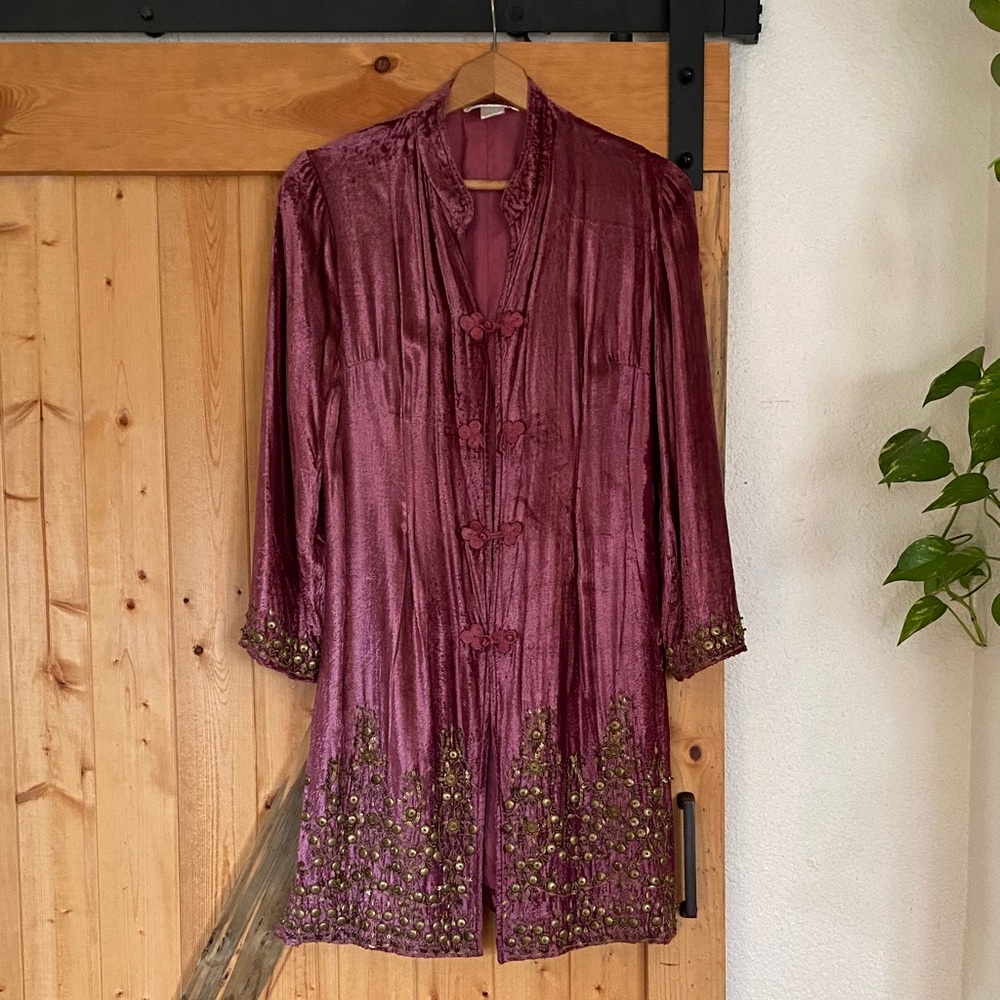 Soft Surroundings Burgundy Embroidered Jacket